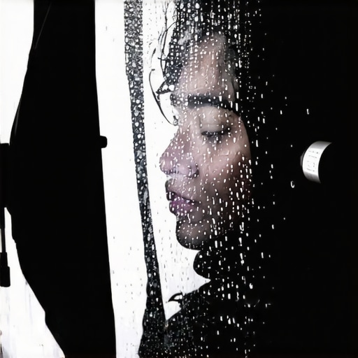 Professional studio light shining in rain simulation