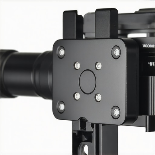 Close-up of V-mount adapter plate showing mounting points and sleek aluminum finish.