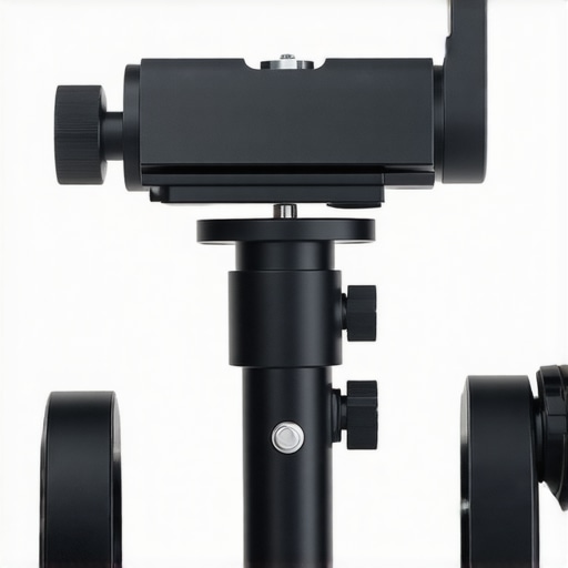 Vertical Video Rig Close-up Close-up of a stable vertical video rig with aluminum parts and adjustable clamps