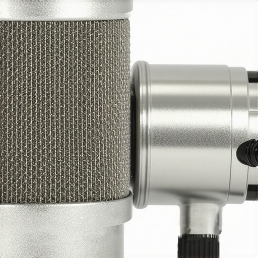 Close-up of brass-colored aluminum microphone adapter with precise threads