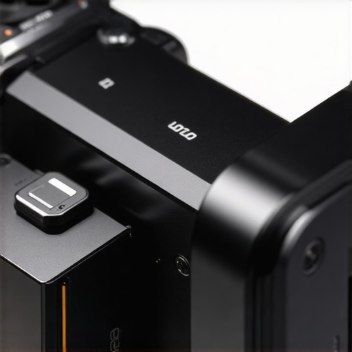 Close-up of the adapter attached to a camera, highlighting the build and connection