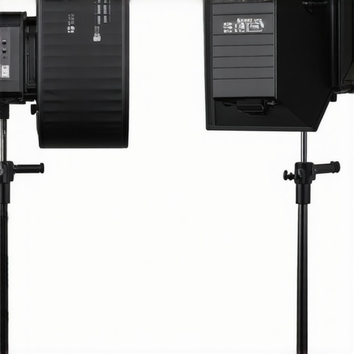 Comparison image of budget and professional lighting equipment.