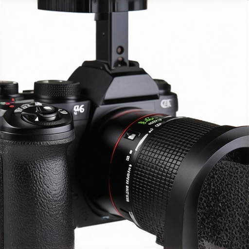 Cold Shoe Extension in Action Camera with attached aluminum cold shoe extension and microphone
