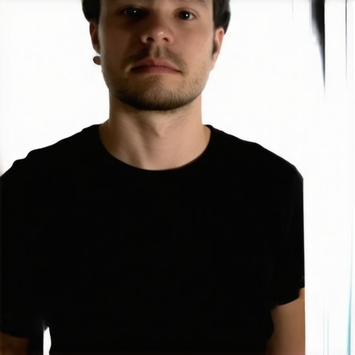 Homemade foam board softbox diffusing LED light onto portrait subject.