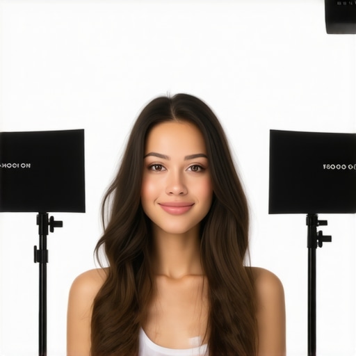 Streamer desk with softbox and LED lights properly positioned for optimal facial lighting.