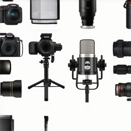 A visual comparison chart showing different camera, lighting, and microphone brands and their key features