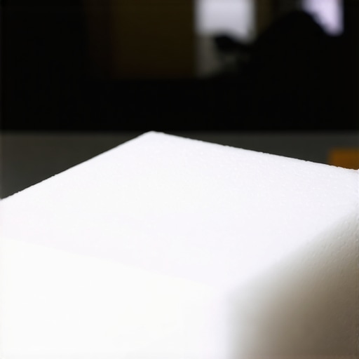 Close-up of high-density foam block used to absorb desk vibrations