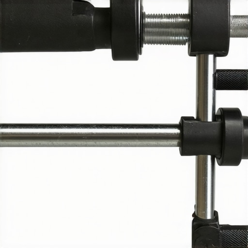 Heavy-Duty C-Stand Clamp Close-Up Close-up view of a C-stand clamp gripping a metal pipe, showcasing textured grip and adjustment screw in a studio setup.