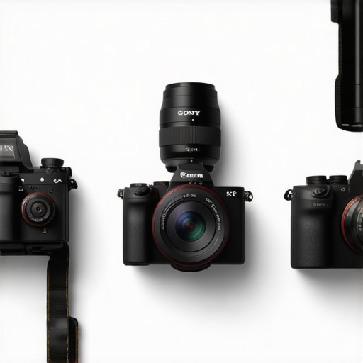 High-End Camera Comparison for Creators Sony A7 IV and Canon EOS R6 cameras with accessories on a desk.