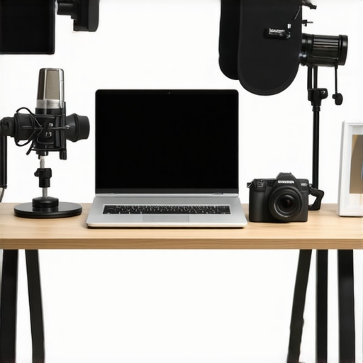 Comparison of professional and budget studio equipment set up in a creator workspace.
