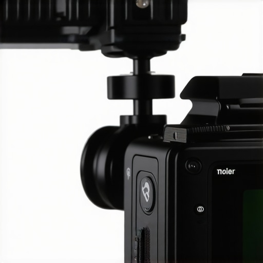 A detailed shot of a streaming camera’s heat sink and control panel