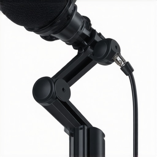 Mic Arm Design Features Detailed illustration of a mic arm showing joints and cable channels