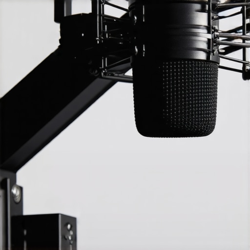 Close-up of a premium microphone arm highlighting joints and cable clips.