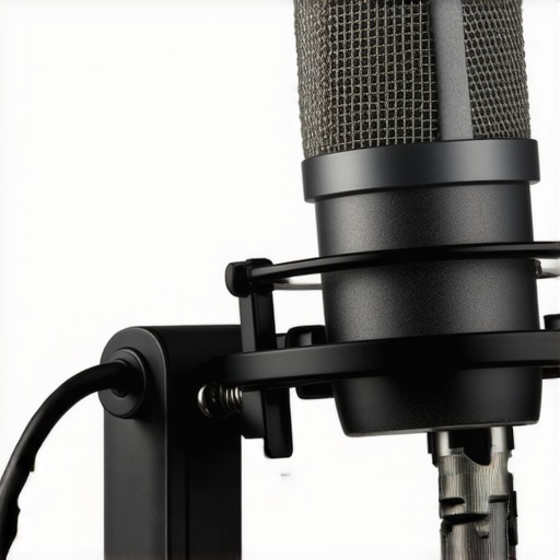 Detailed image of a microphone mount's material components emphasizing durability and damping features
