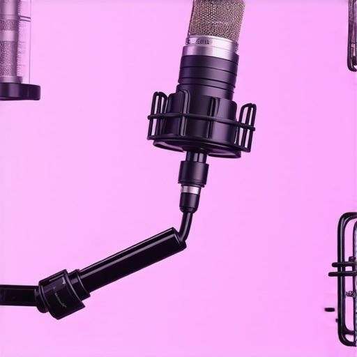 Illustration of various microphones, studio equipment, and lighting kits for creators