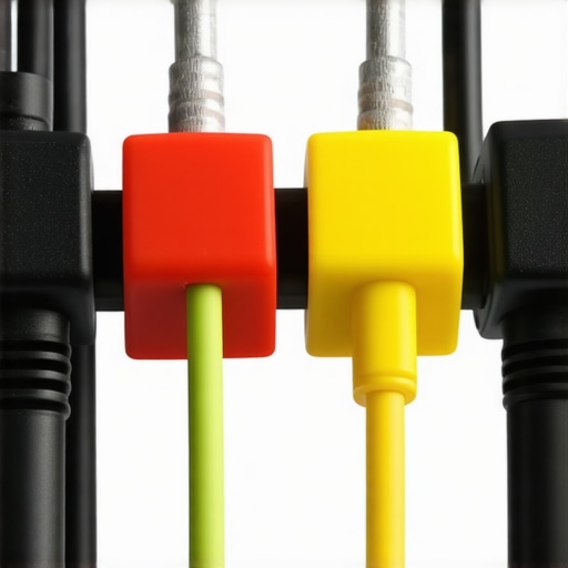 Close-up of silicone cable clips organizing microphone cables on a desk