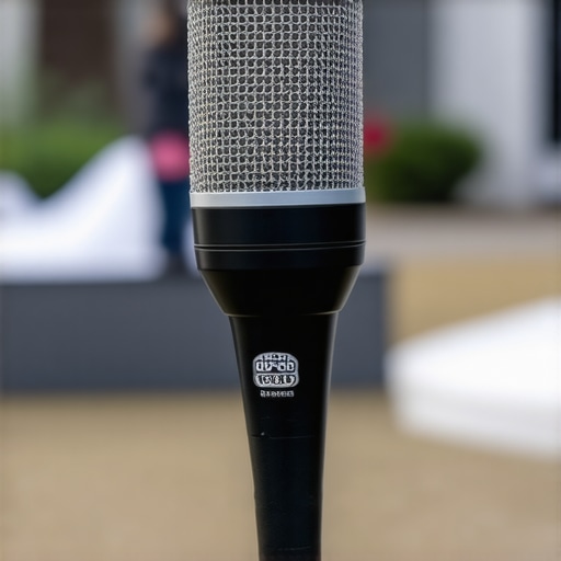 Microphone being tested outdoors in wind and rain for durability and sound quality