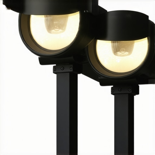 Outdoor lighting setup in rain showing waterproof features