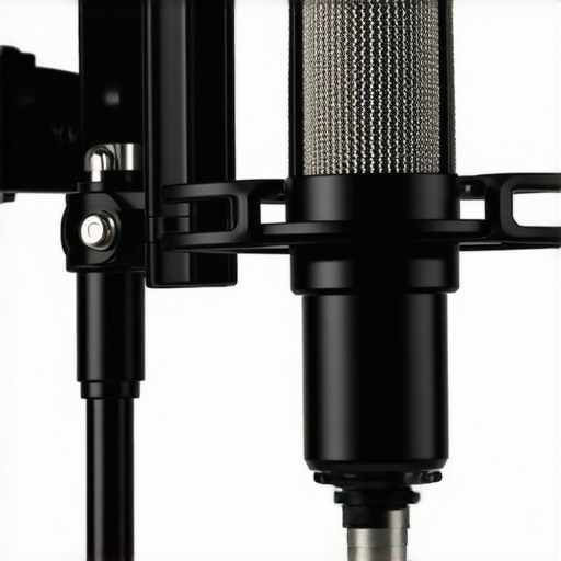 Detailed view of a high-quality microphone mount's adjustable arm and build materials