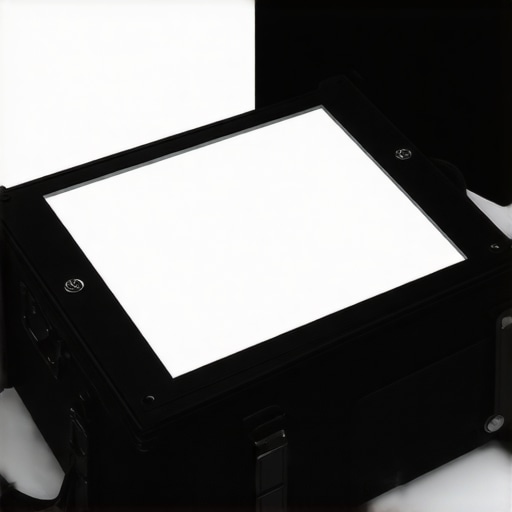 Small, lightweight LED light with control dials in a travel setup