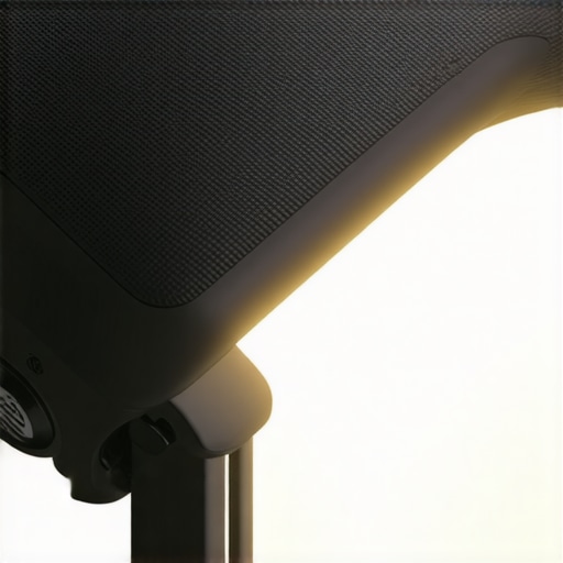 Close-up of a compact LED travel light highlighting its textured finish and control features.