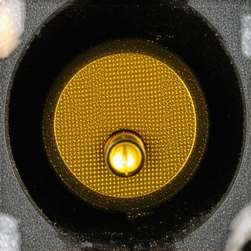 Close-up view of a gold-plated XLR connector showing sturdy construction and shielding layers.