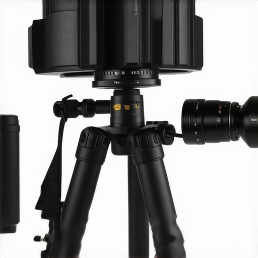 Modern professional camera with lenses in a studio environment