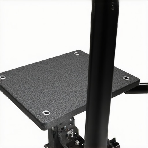 Steel Baseplate on C-Stand Close-up of a steel baseplate attached to a C-stand, highlighting its robust construction and matte finish.