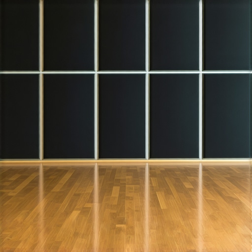 Studio Acoustic Treatment Setup Acoustic panels mounted on walls in a home studio with hardwood flooring