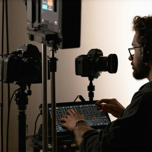 A creator using professional studio equipment under live streaming conditions.