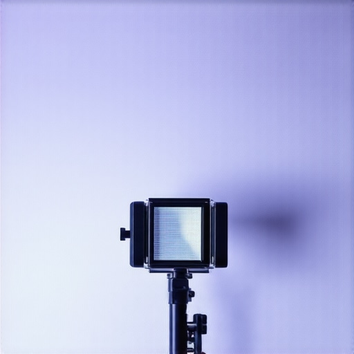 Diffuser panel diffusing studio light evenly in a professional setup.
