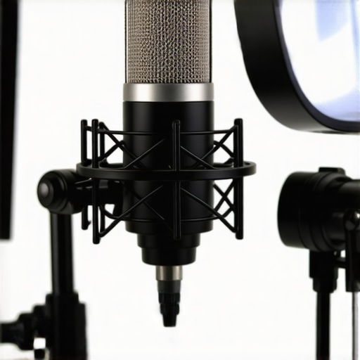 Microphone and LED lighting for content creation.