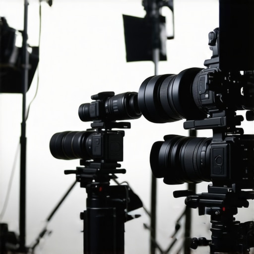 Studio setup with cameras, microphones, and lights in a high-pressure environment.}},