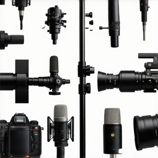 A professional studio with multiple creator rigs, microphones, lighting panels, and cameras arranged for comparison.