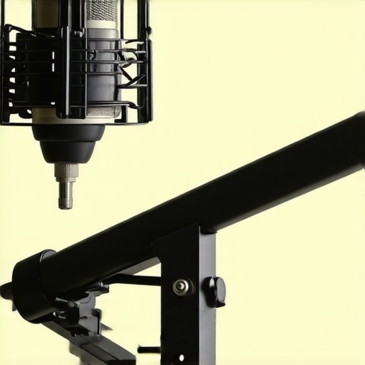 A lightweight, adjustable friction arm mounted on a microphone stand, demonstrating its flexible joints and build quality.