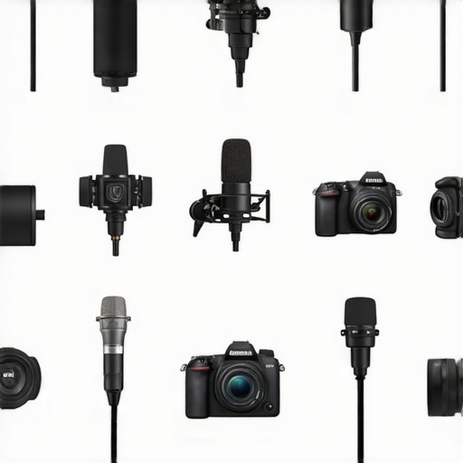 Comparison chart showing differences between affordable and high-end microphones, lighting kits, studio equipment, and cameras.