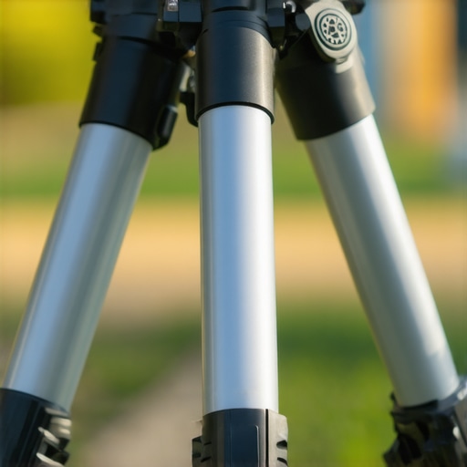 Build and Materials of the Travel Tripod Close-up view of travel tripod's sturdy aluminum construction and locking system