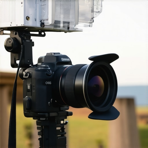 Camera Durability in Harsh Conditions Camera equipped with cooling accessories being used outdoors in windy weather