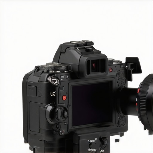 Camera Mount Close-Up Adjustable mirrorless camera mount with flexible joints and tension knobs.