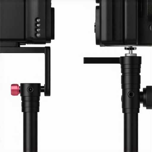 Side-by-side comparison of Creator Rig A and DJI Ronin-S stabilizers showing size and build differences.