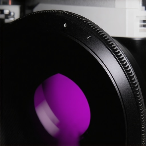 Macro shot of a nano-coated camera filter highlighting the smooth glass and metal frame.