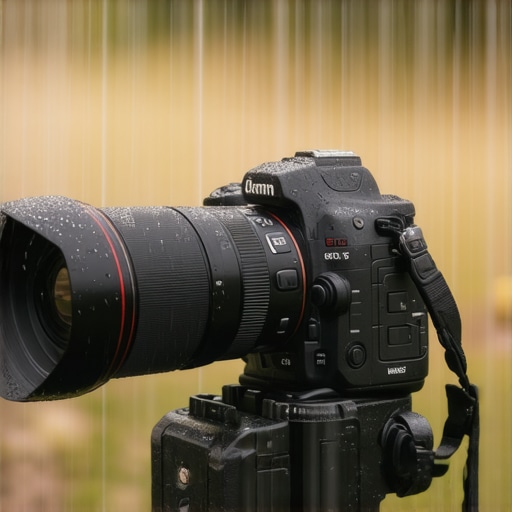 Durable Camera Gear in Action Rugged camera with weather sealing operating in rain and dust.