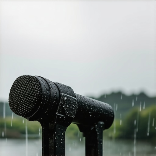 Durable outdoor microphone with wind protection Microphone used outdoors in challenging weather conditions