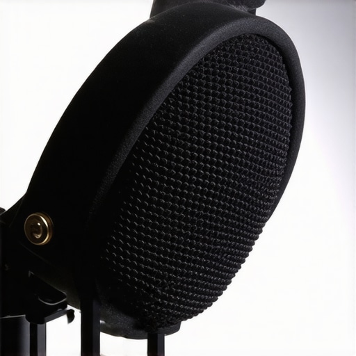 Foam Windscreen on Microphone Close-up of microphone with foam windscreen showing texture and fit