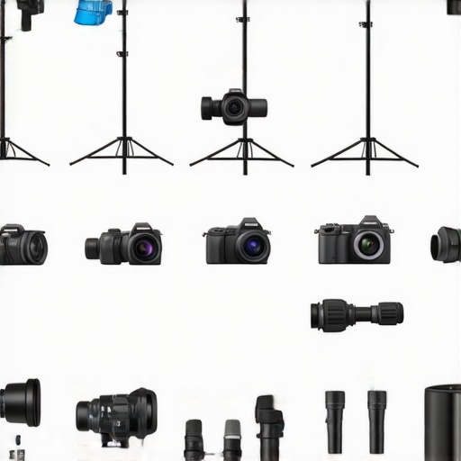 A detailed infographic comparing various creator rigs, studio lighting kits, cameras, and microphones.