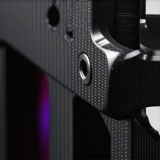 Detailed view of a graphene camera cage highlighting material texture and construction