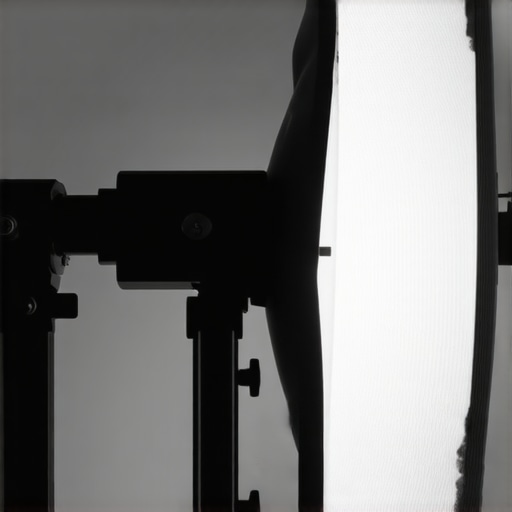 Detailed view of a graphene stand arm supporting a heavy studio light, showing material texture and construction quality.