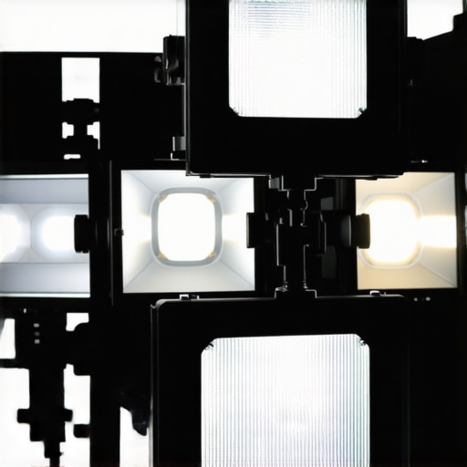 Studio lighting setup with heat sinks during a photoshoot