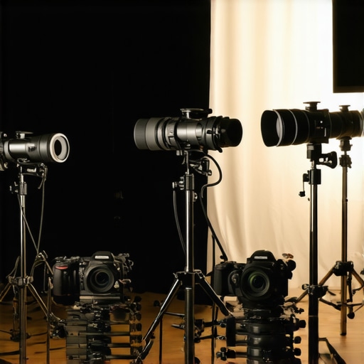 Professional studio setup with advanced lighting, cameras, and microphones operating in a demanding environment.