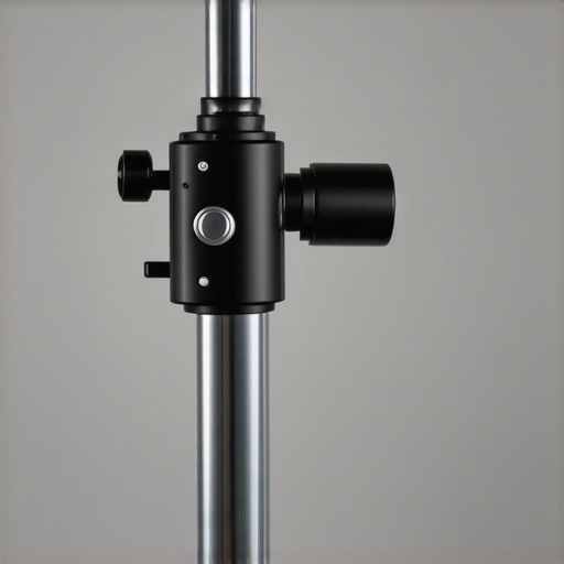 Lighting Stand Locking Mechanism Close-up image showing the locking collar of a Graphene lighting stand in a studio.